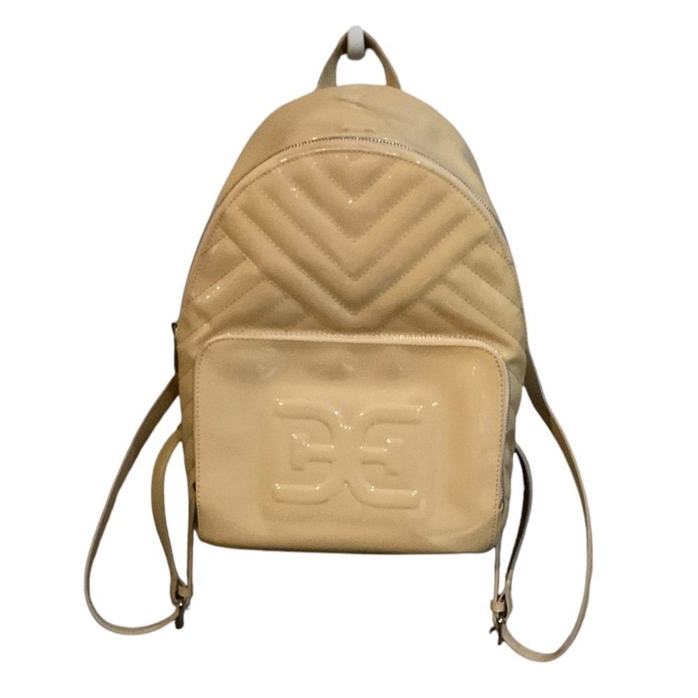 Sam Edelman Taja Ivory/Peach Quilted Faux Patent Leather Fashion Backpack NWOT! - Picture 2 of 10